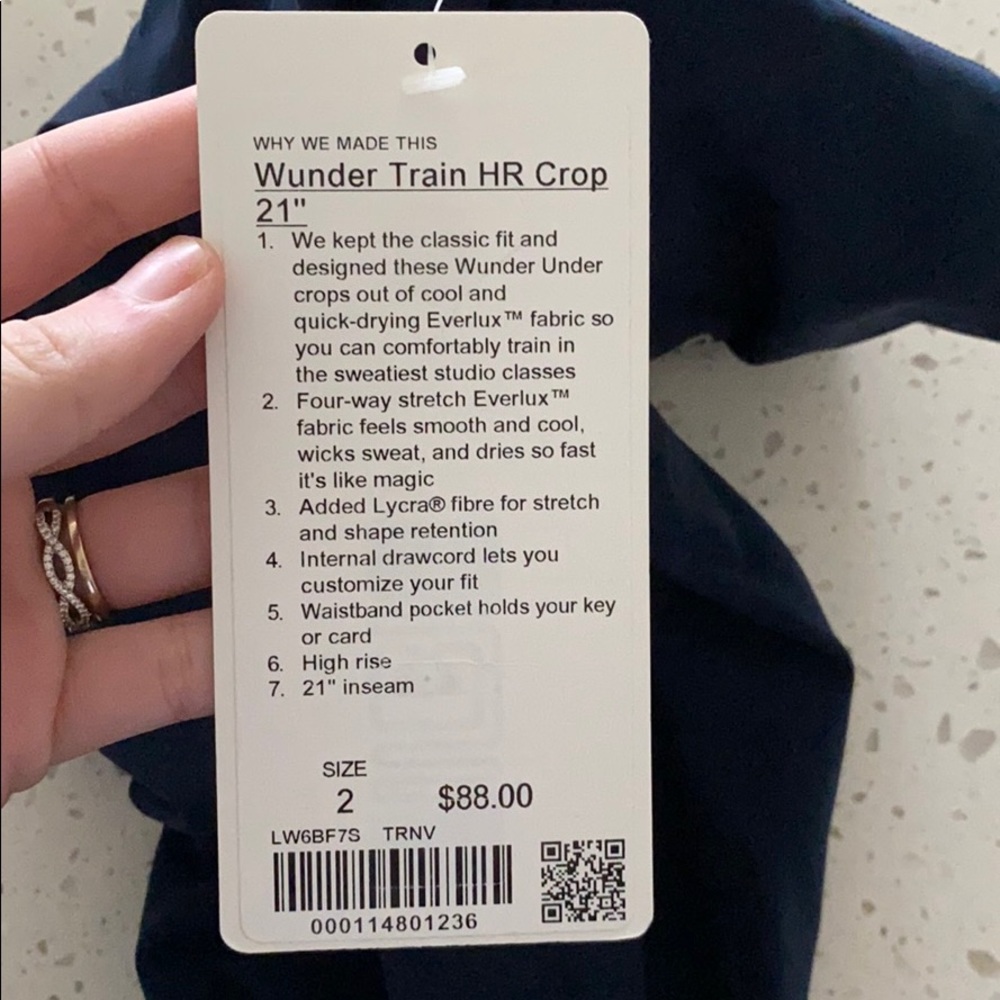 Lululemon wunder train HR crop 21” navy blue